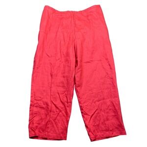Charter Club Woman Red 100% Linen Wide Leg Cropped Pants Plus Size 20W